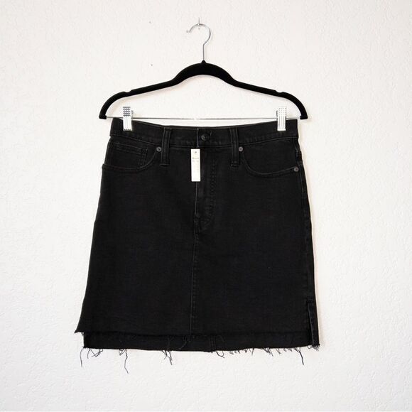NWT Madewell Black Stretch Denim Straight Step Hem Edition Mini-Skirt Size 27 - Picture 3 of 10